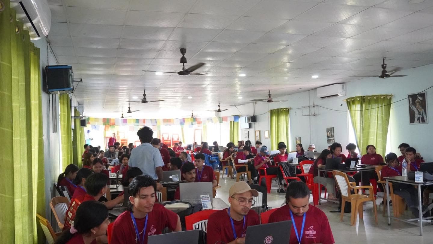 Students working on their assigned bootcamp tasks