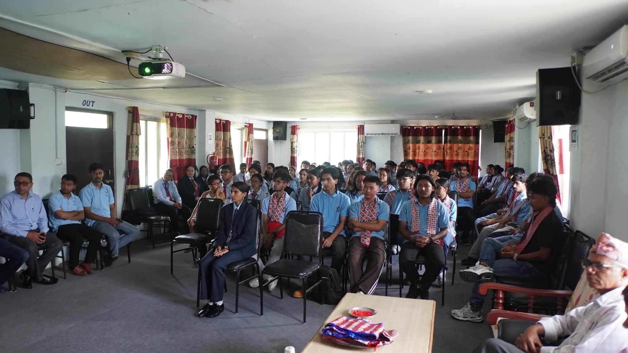 Presenting the Sandbox Session project in the hall at Waling Multiple Campus