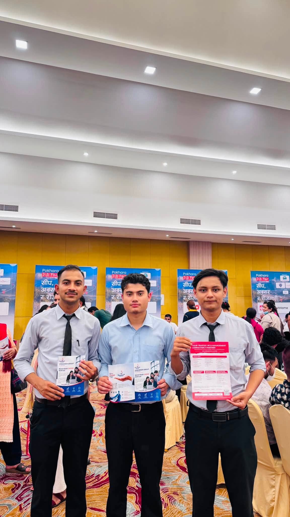 Students with the material collected from the stalls