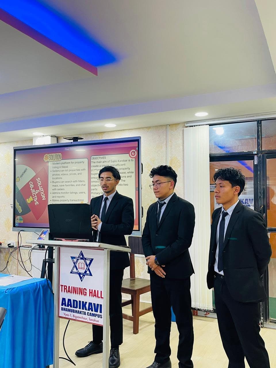 A team presenting their project — 2078 batch