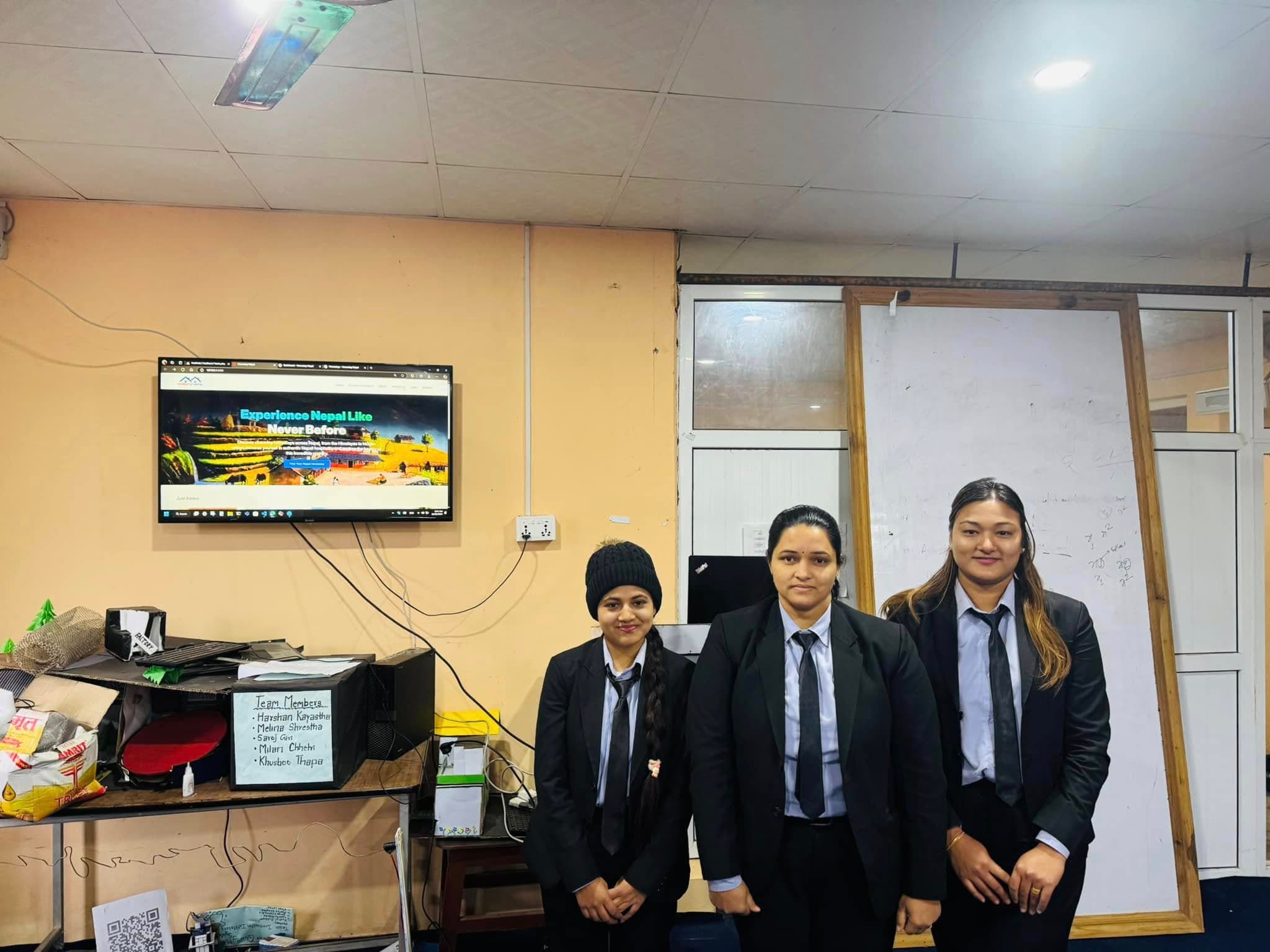 A team presenting their project — 2077 batch