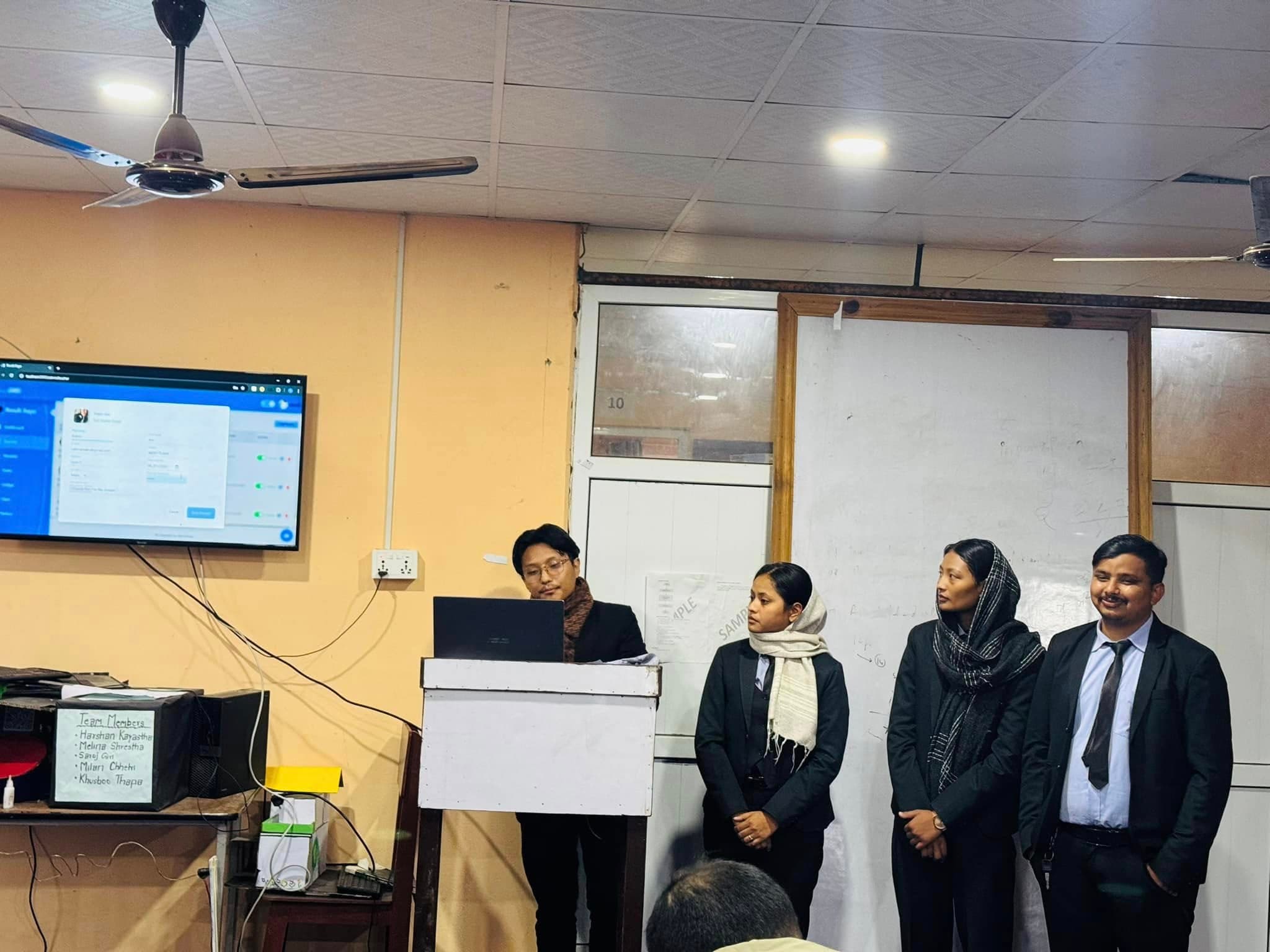 A team presenting their project — 2076 batch