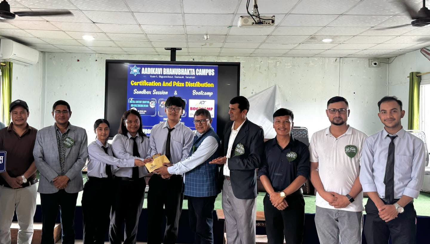 The team placed first, receiving their award at the prize distribution