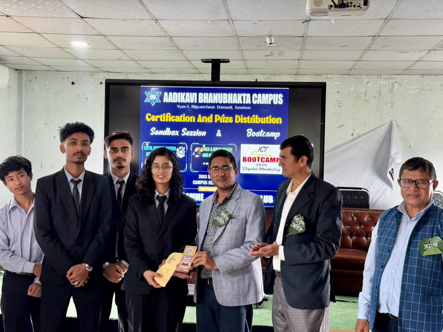The team placed second, receiving their award