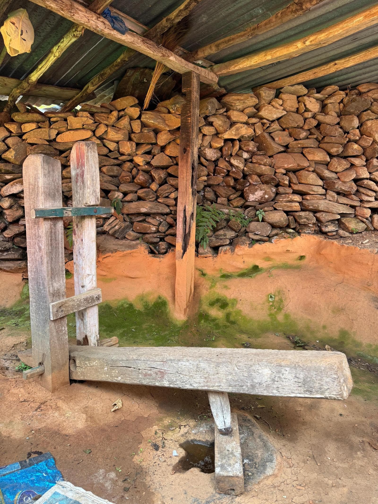 A traditional dhiki, still in use in the village