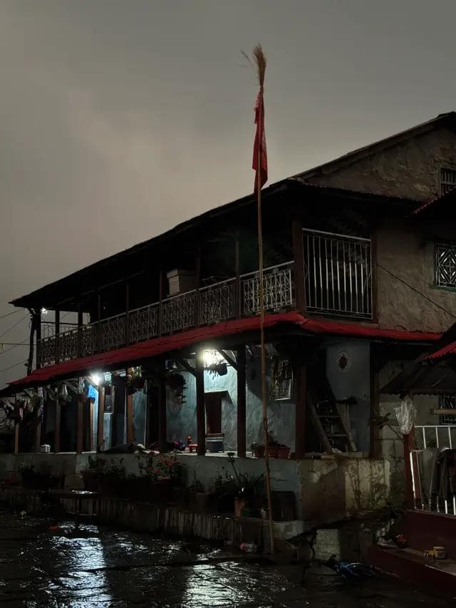A homestay house after dark