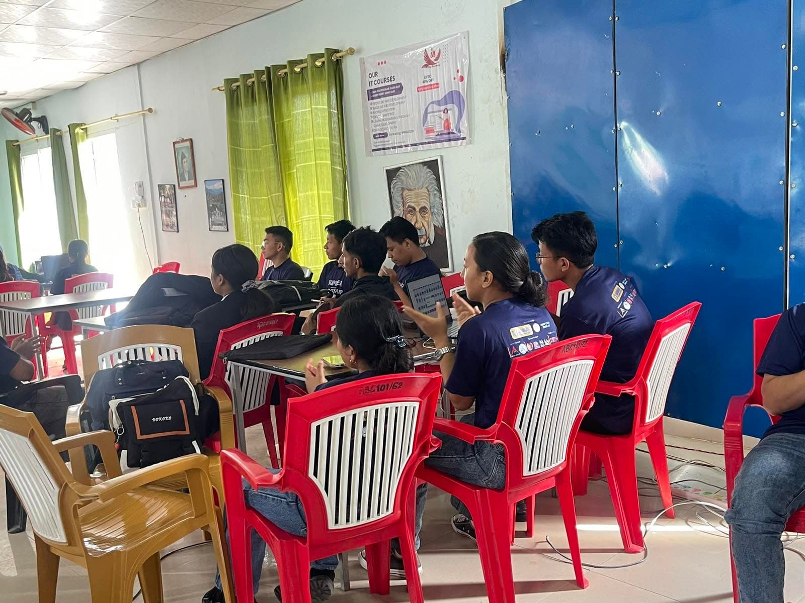 Students working through an editing exercise during the bootcamp