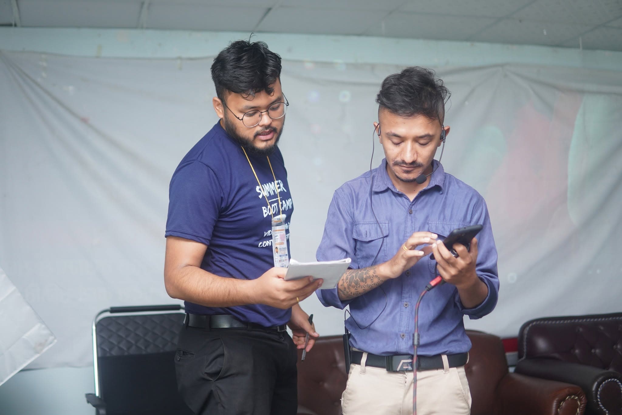 A student working through a problem with the instructor