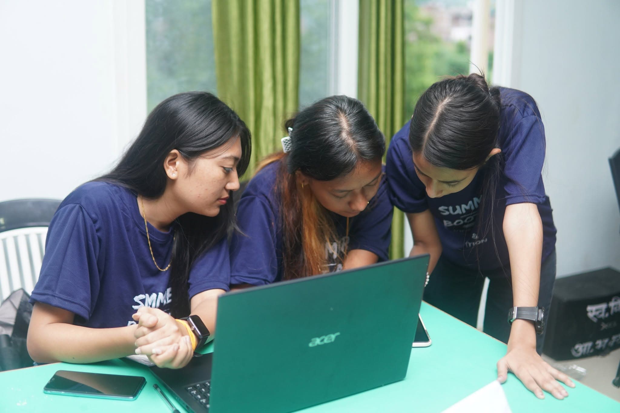 Participants working on their own edits during a session